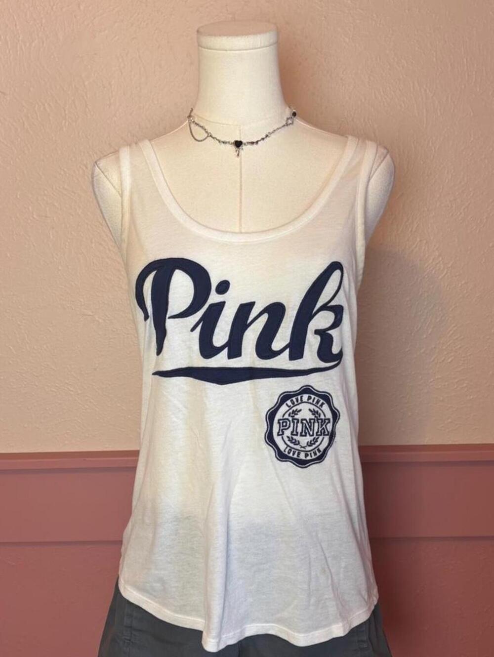 Victoria's Secret PINK white oversized tank top sz xs